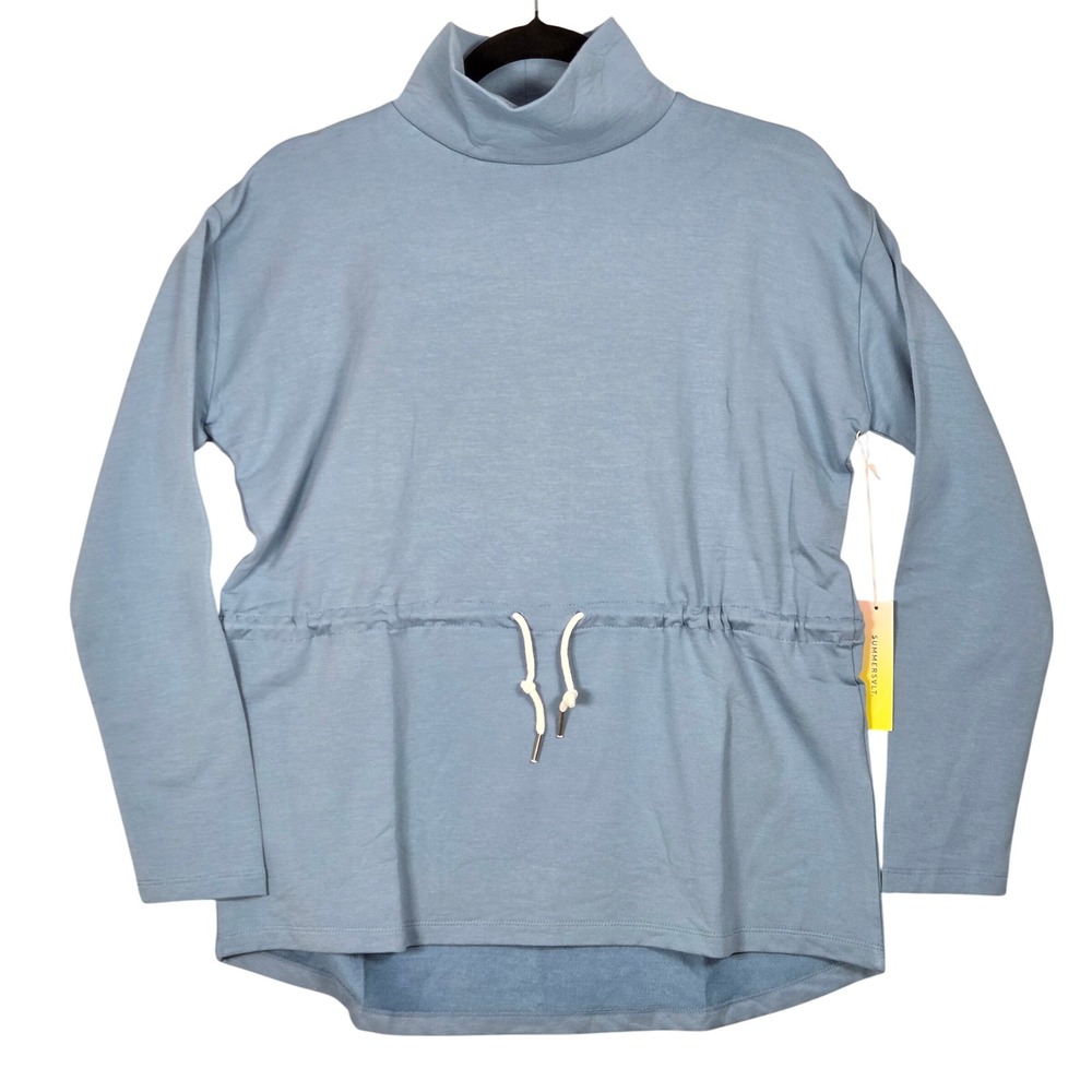 Summersalt NEW Women XS The Cinched Waist Pullover Blue Softest French Terry